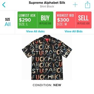 Supreme Alphabet Silk Button Up